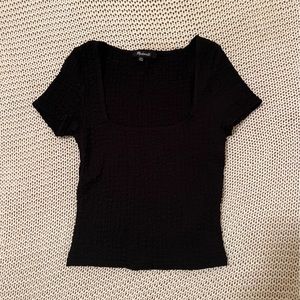 madewell || square neck popcorn top || black, XXS